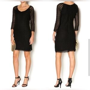 Anthropologie Velvet By Graham & Spencer Black Crochet Noelle Dress Size Medium